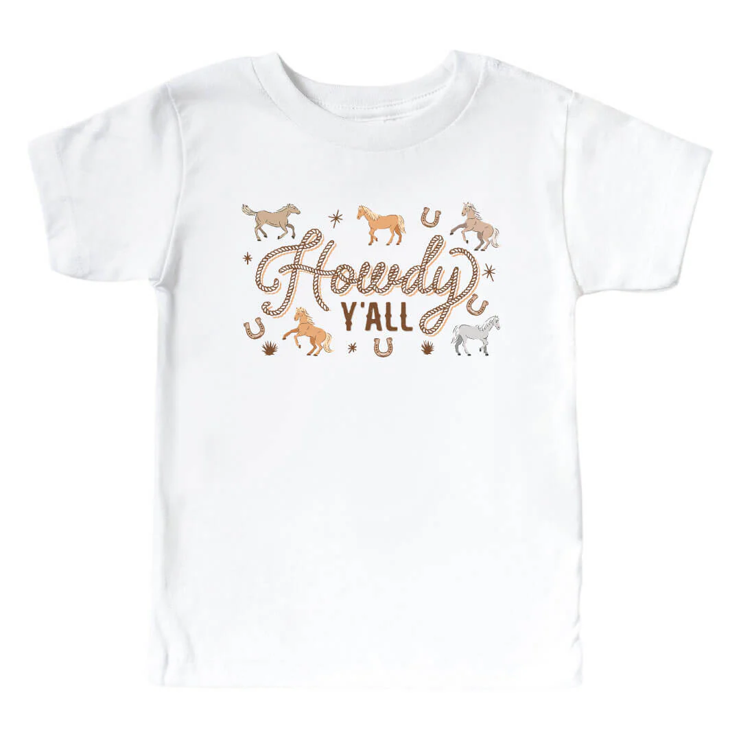 P's Ponies Howdy Y'all Kids Graphic Tee | White - Image 2