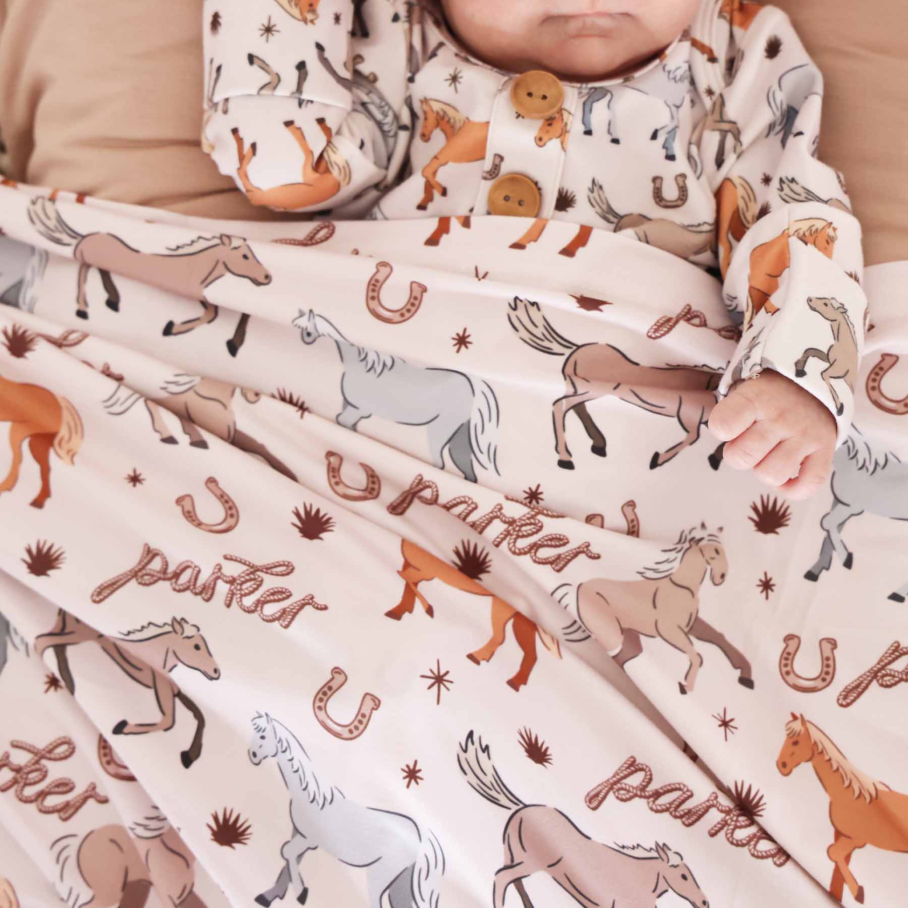 P's Ponies Personalized Swaddle Blanket - Image 3