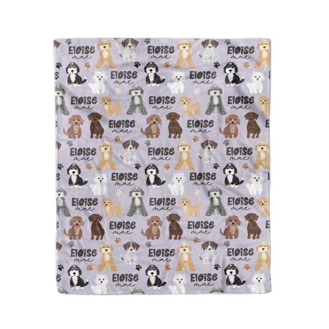 Puppy Pals Personalized Toddler Blanket | Purple - Image 2