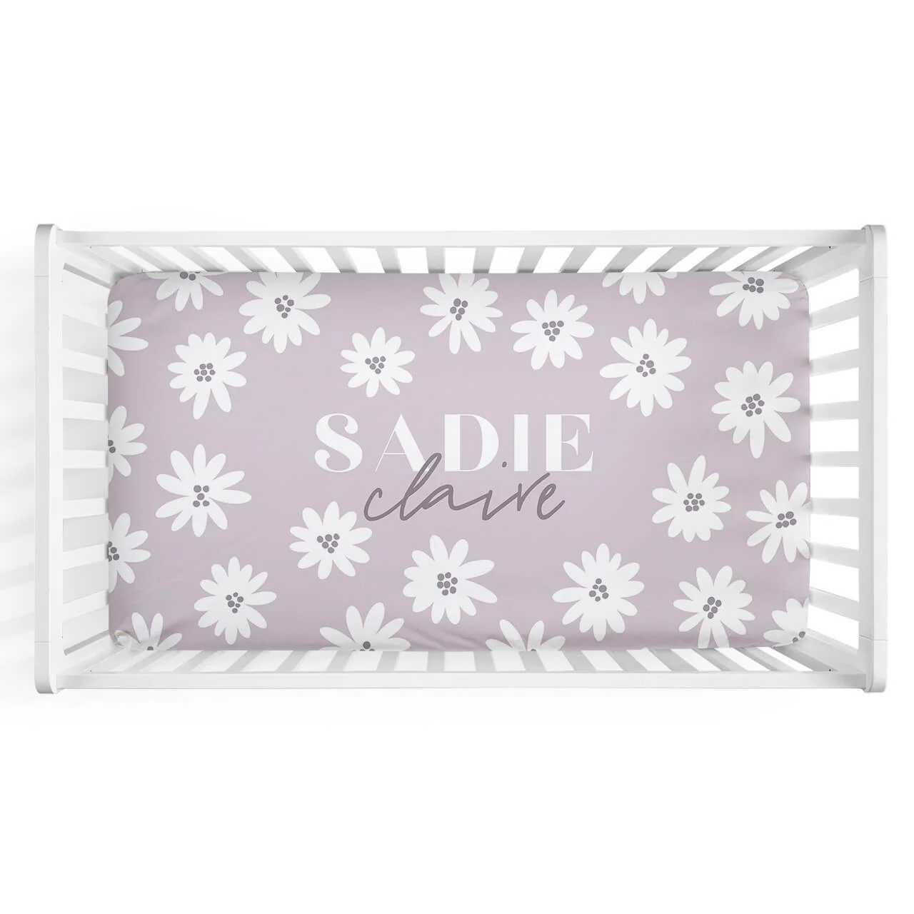 Purple Daisy Personalized Crib Sheet