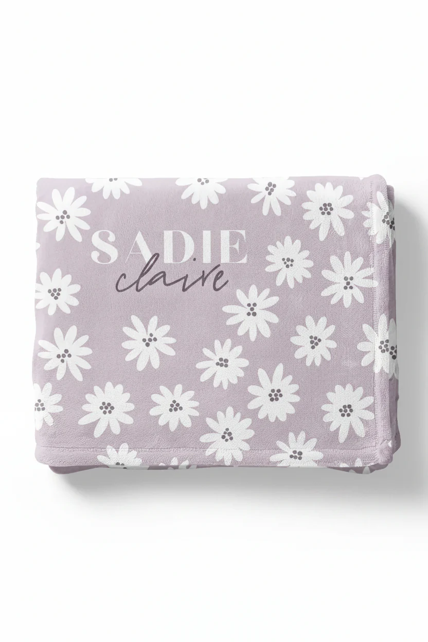 Purple Daisy Personalized Toddler Blanket