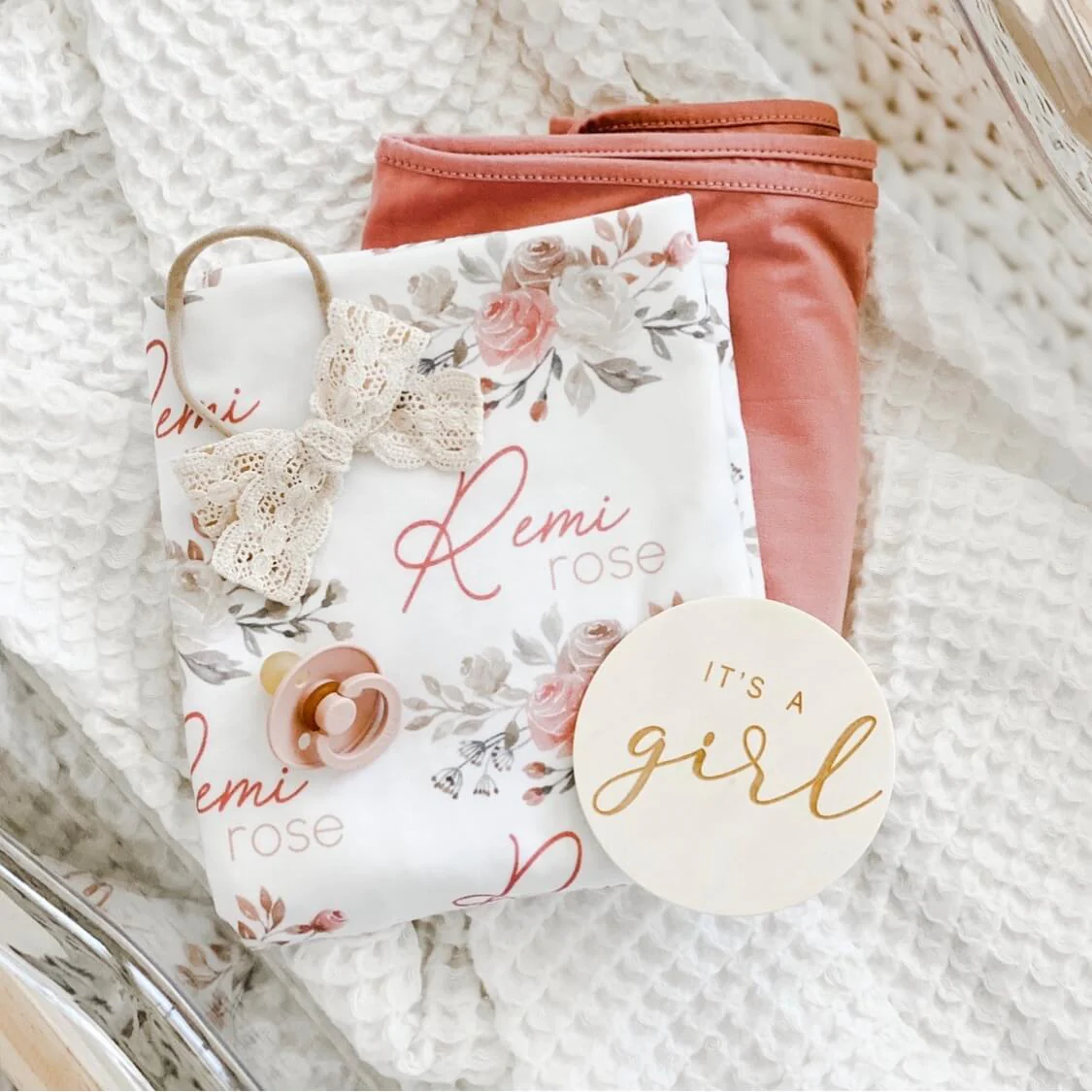 Remi's Rose Vines Personalized Baby Name Swaddle Blanket - Image 3
