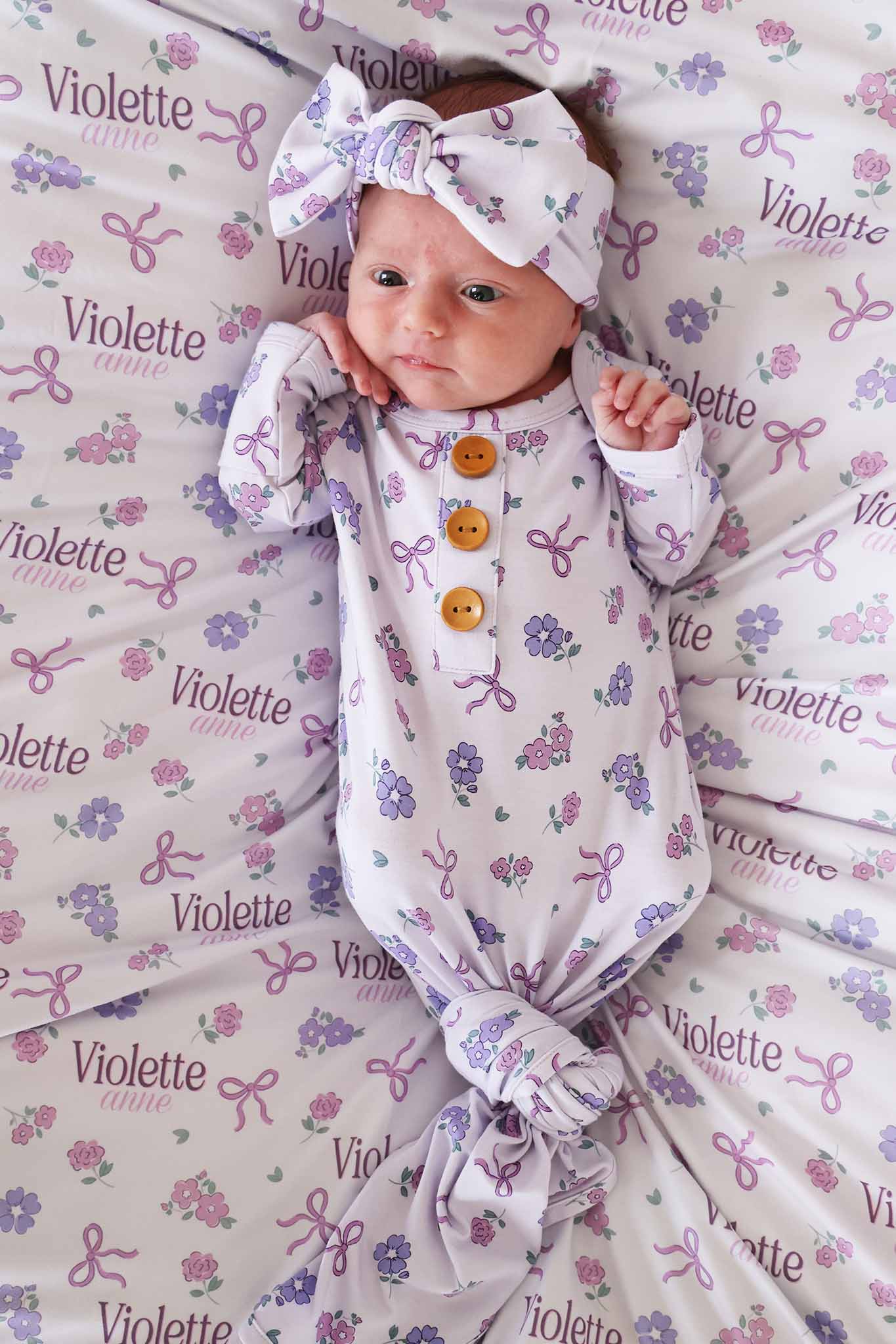 Ribbon & Roses Knit Large Bow Headwrap | Purple - Image 2