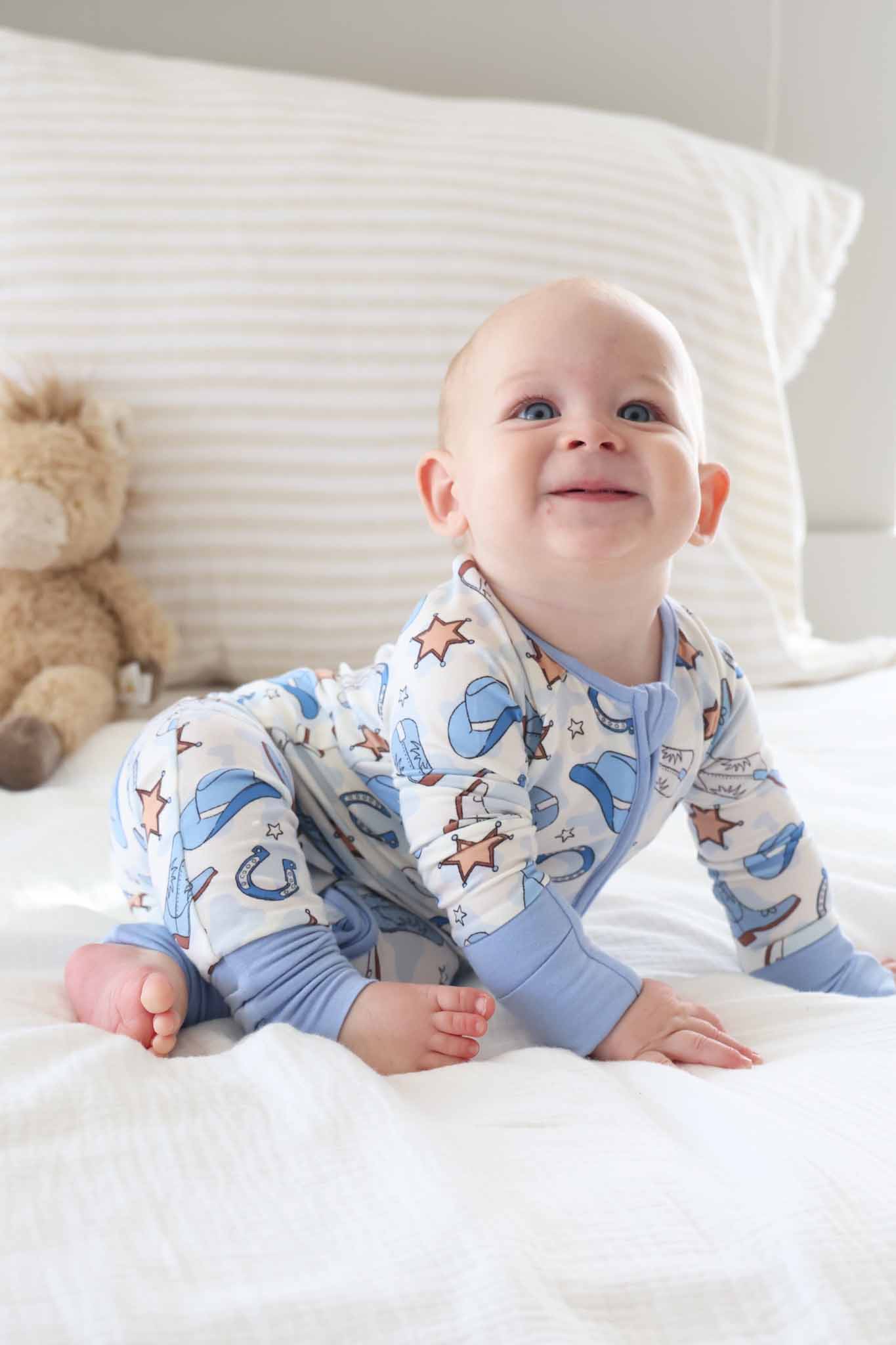 Rodeo Dreams Convertible Zip Romper | Blue - Image 6