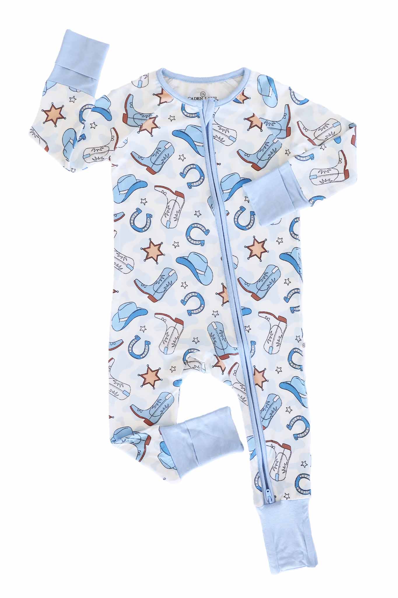Rodeo Dreams Convertible Zip Romper | Blue - Image 7