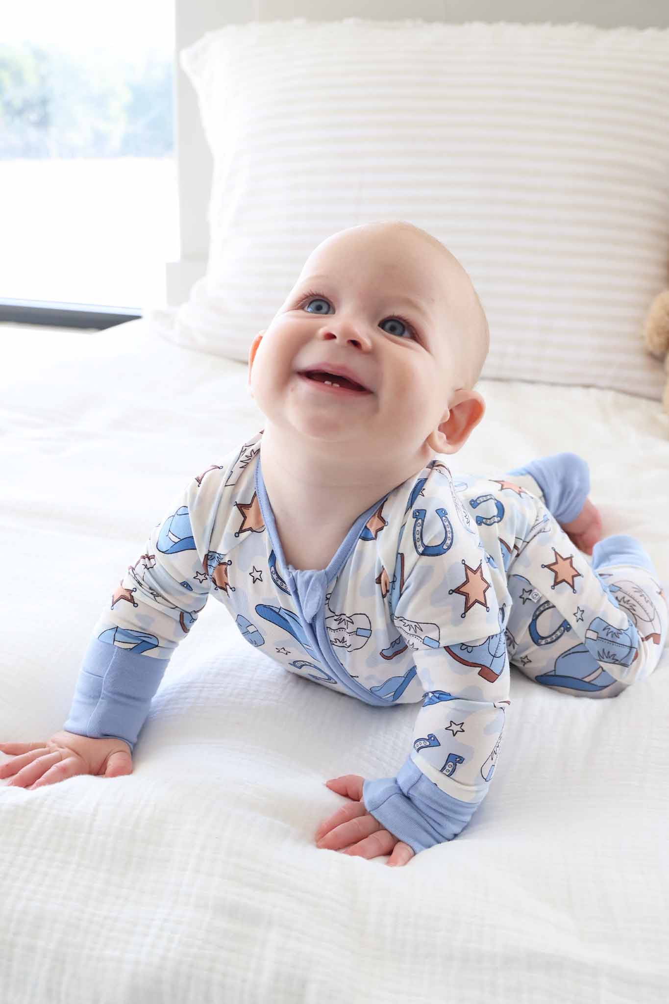 Rodeo Dreams Convertible Zip Romper | Blue - Image 9