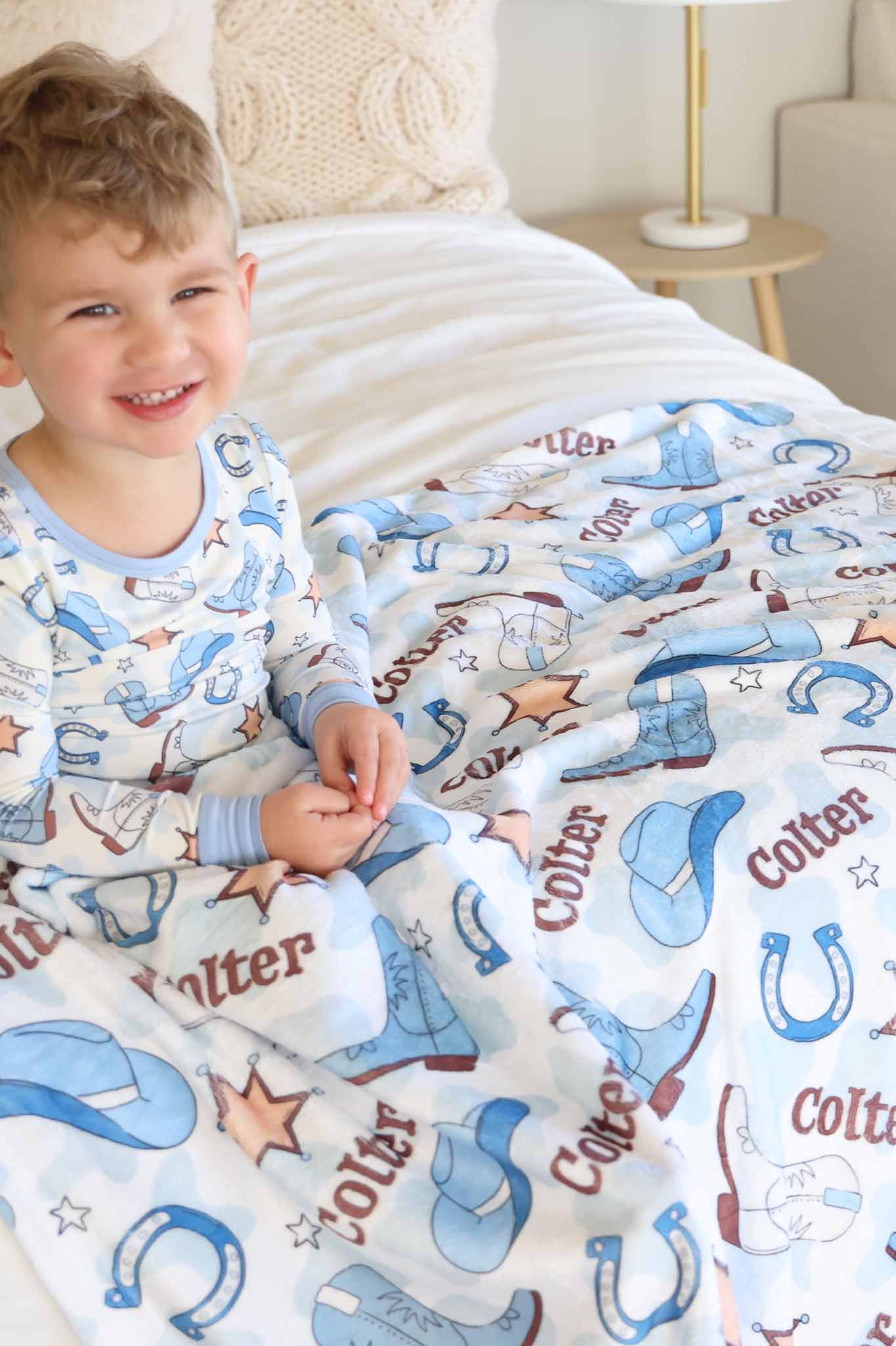 Rodeo Dreams Personalized Kids Blanket | Blue