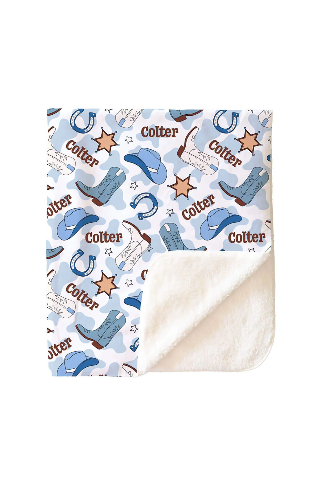 Rodeo Dreams Personalized Kids Blanket | Blue - Image 4