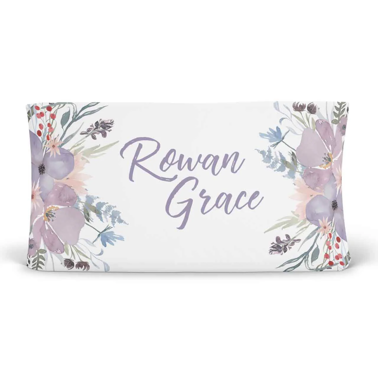 Rowan's Dusty Purple Bouquet Personalized Changing Pad Cover