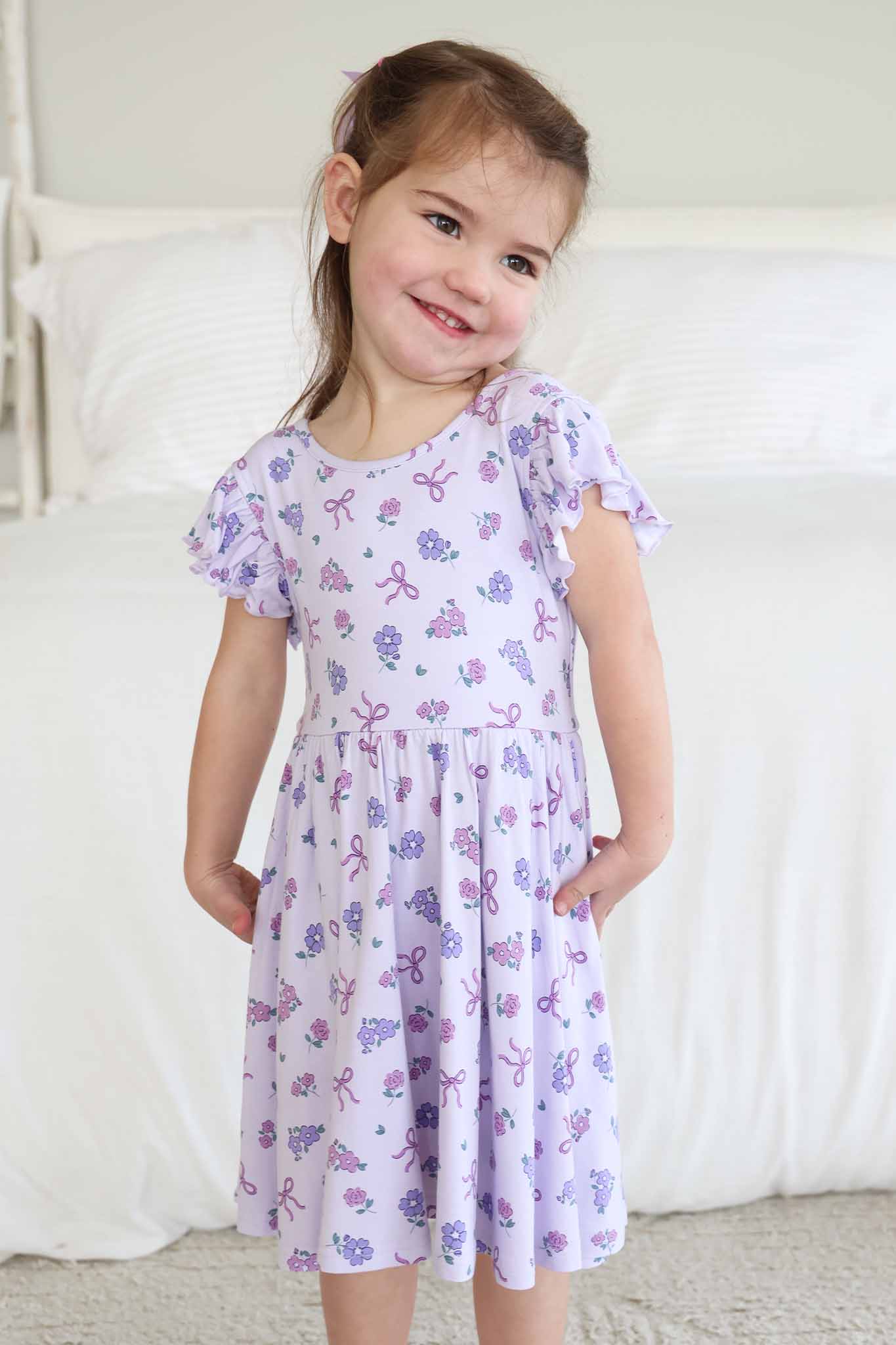 Ruffle Twirl Dress | Ribbon & Roses Purple - Image 5