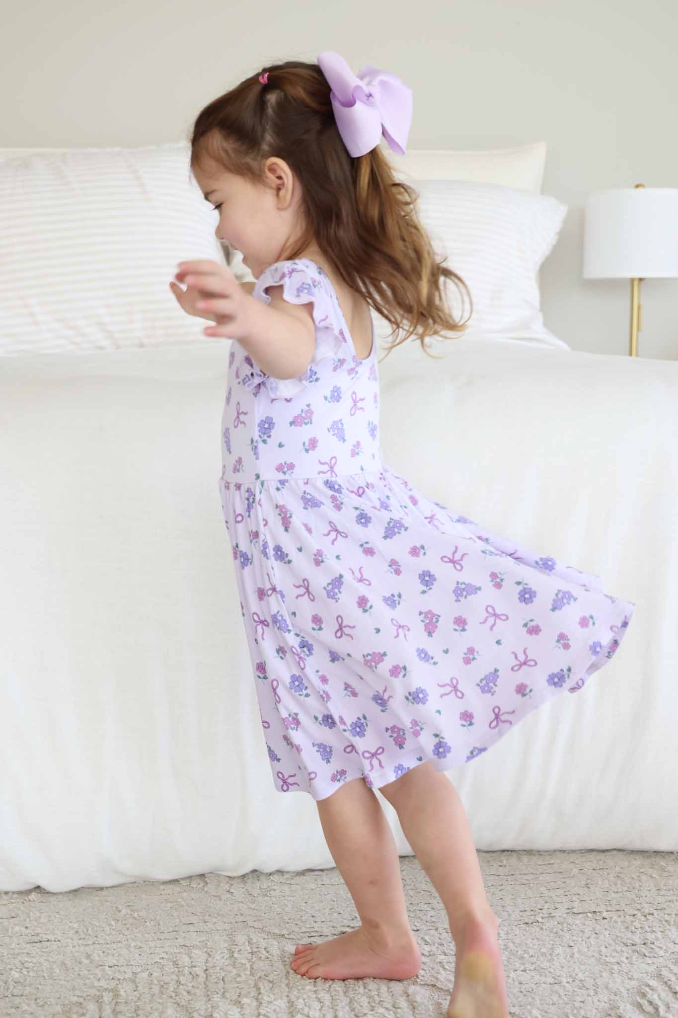 Ruffle Twirl Dress | Ribbon & Roses Purple - Image 7