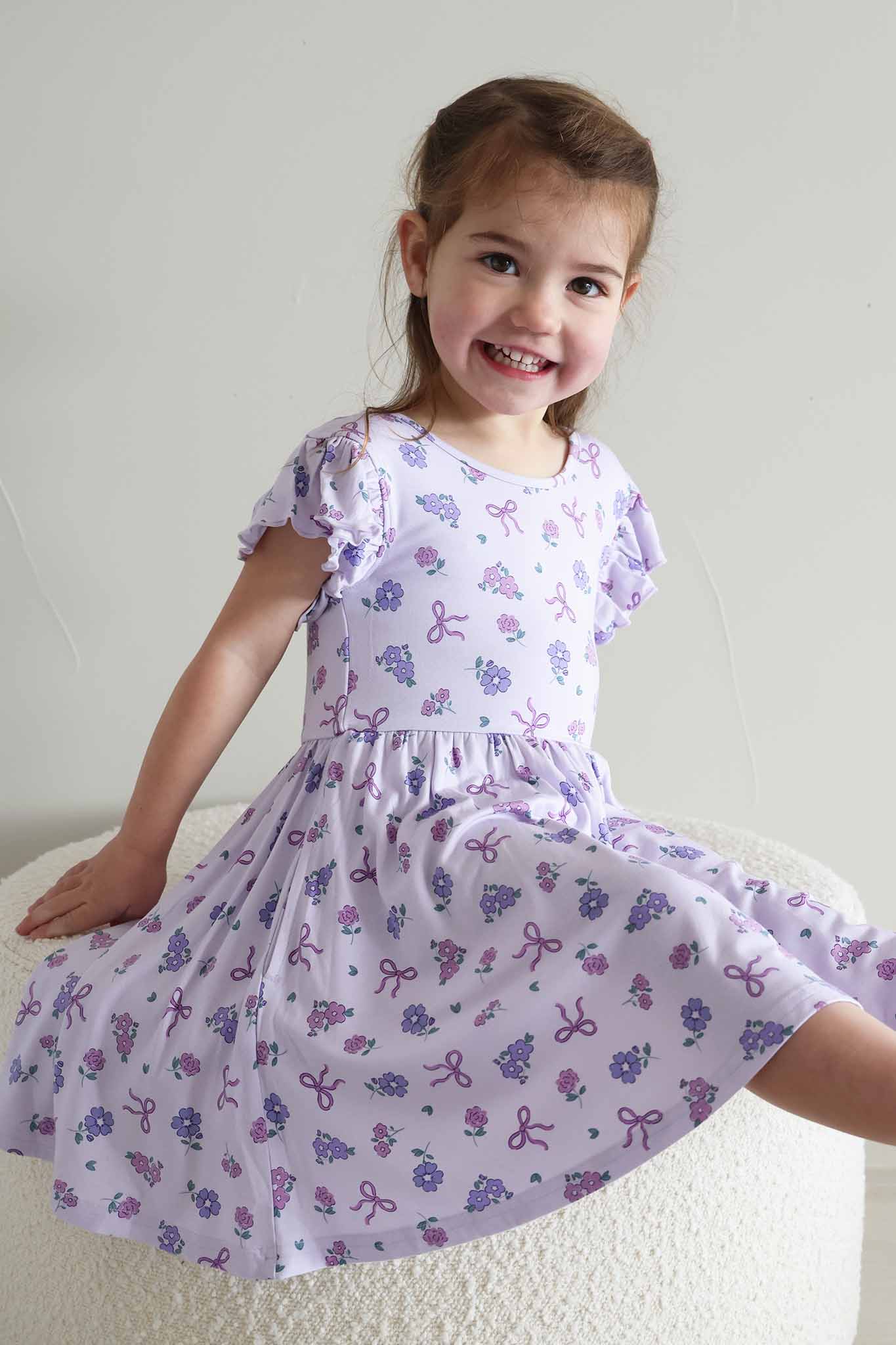 Ruffle Twirl Dress | Ribbon & Roses Purple - Image 8