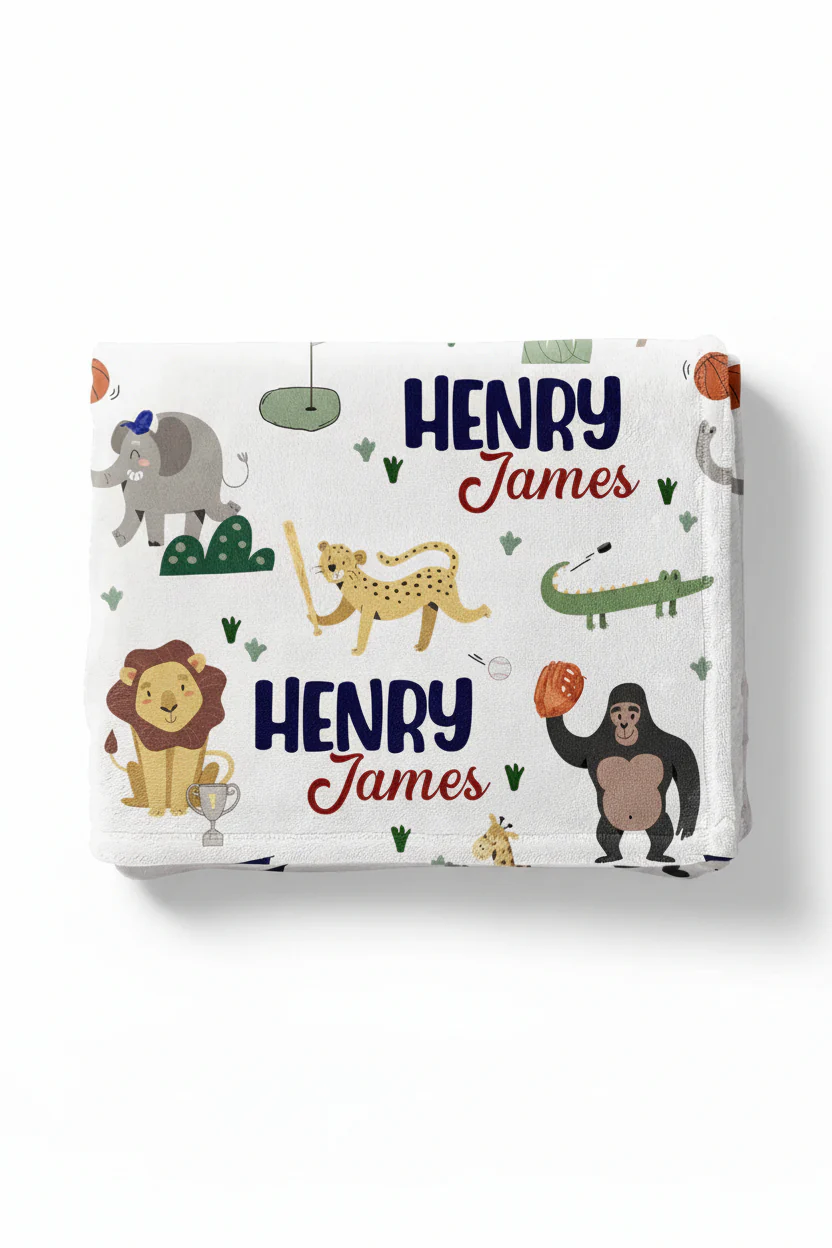 Safari Games Personalized Kids Blanket - Image 2