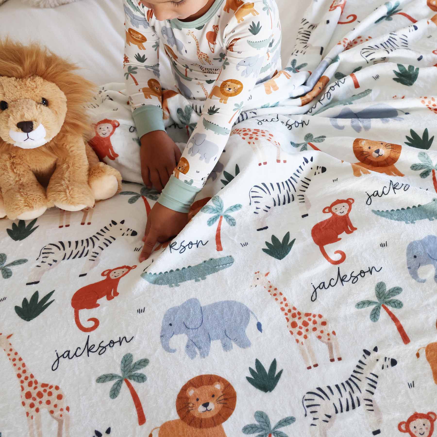 Safari Snuggles Personalized Kids Blanket - Image 3