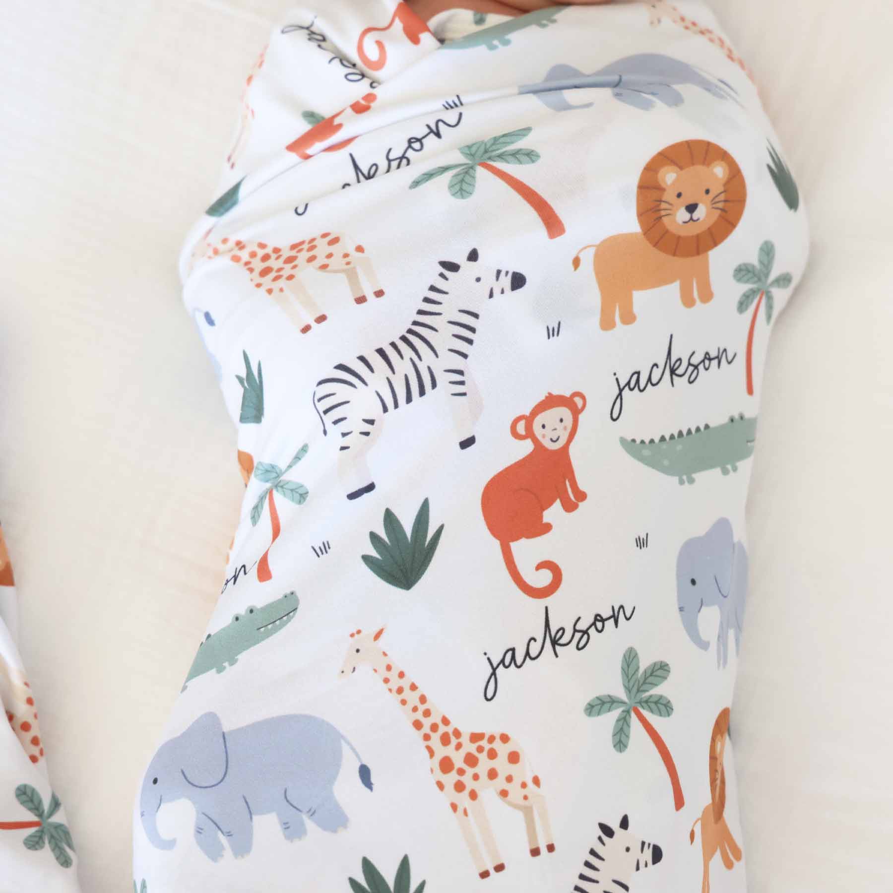 Safari Snuggles Personalized Swaddle Blanket - Image 3