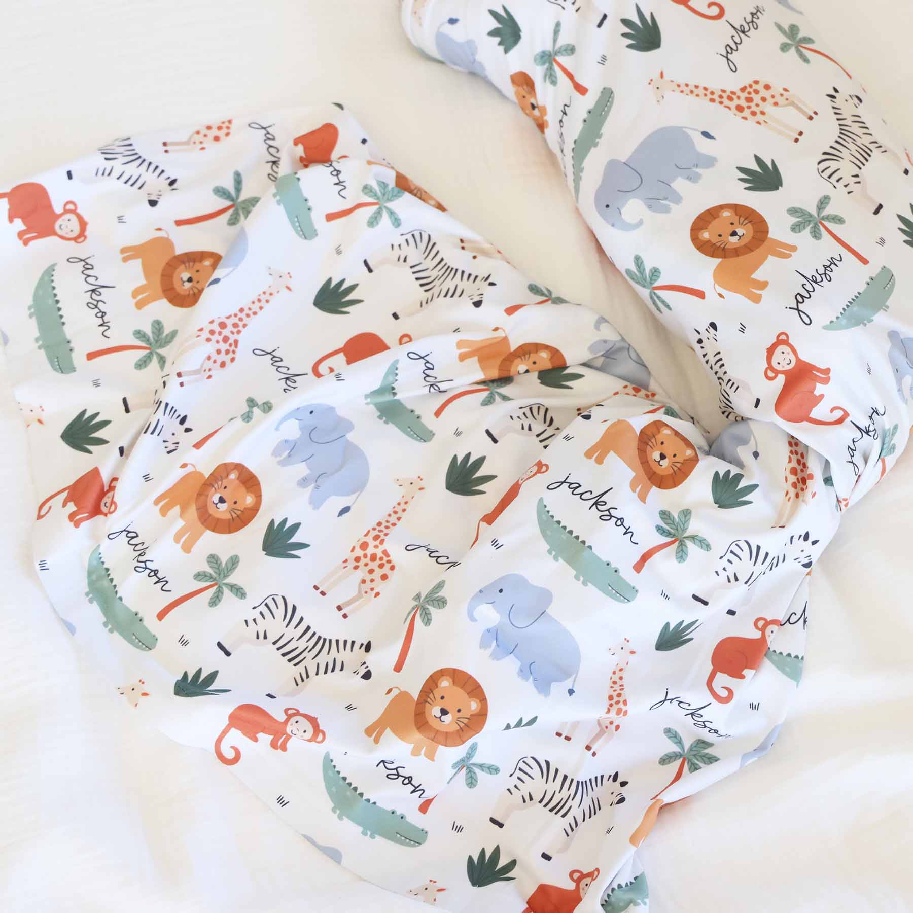 Safari Snuggles Personalized Swaddle Blanket - Image 4