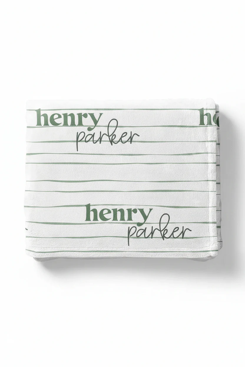 Sage's Stripes Personalized Kids Blanket