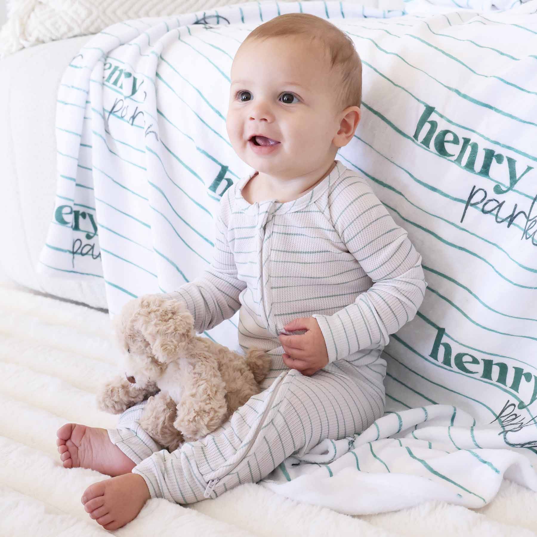 Sage's Stripes Personalized Kids Blanket - Image 4