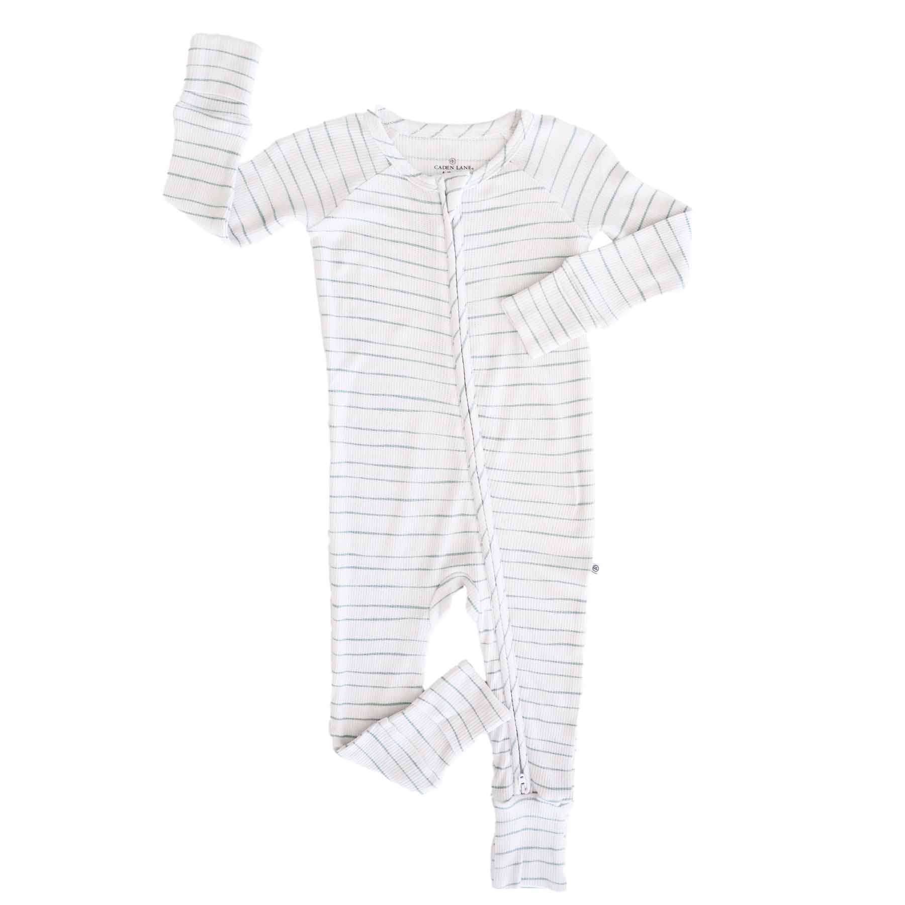 Sage's Stripes Bamboo Waffle Convertible Zip Romper - Image 5
