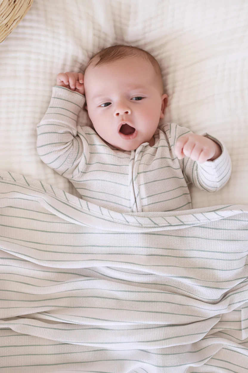 Sage's Stripes Bamboo Waffle Oversized Swaddle Blanket
