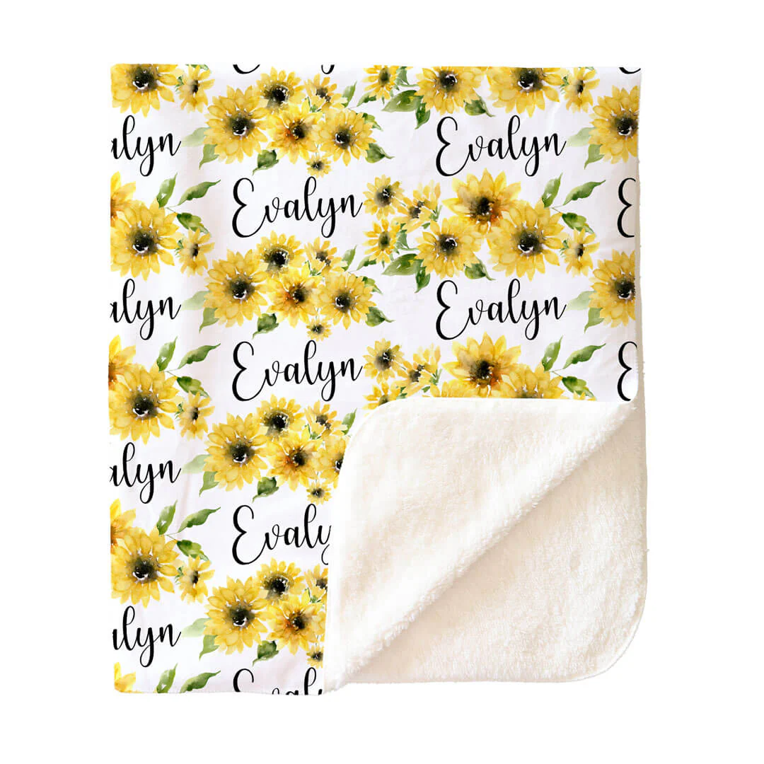 Savannah's Sunflowers Personalized Toddler Blanket - Image 3
