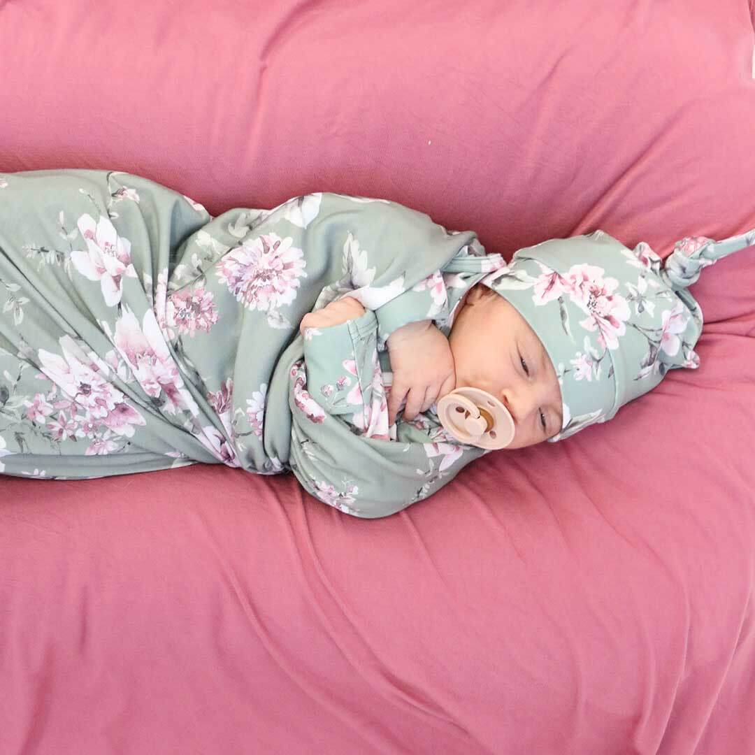 Saylor's Sage & Blush Floral Oversized Swaddle Blanket - Image 3