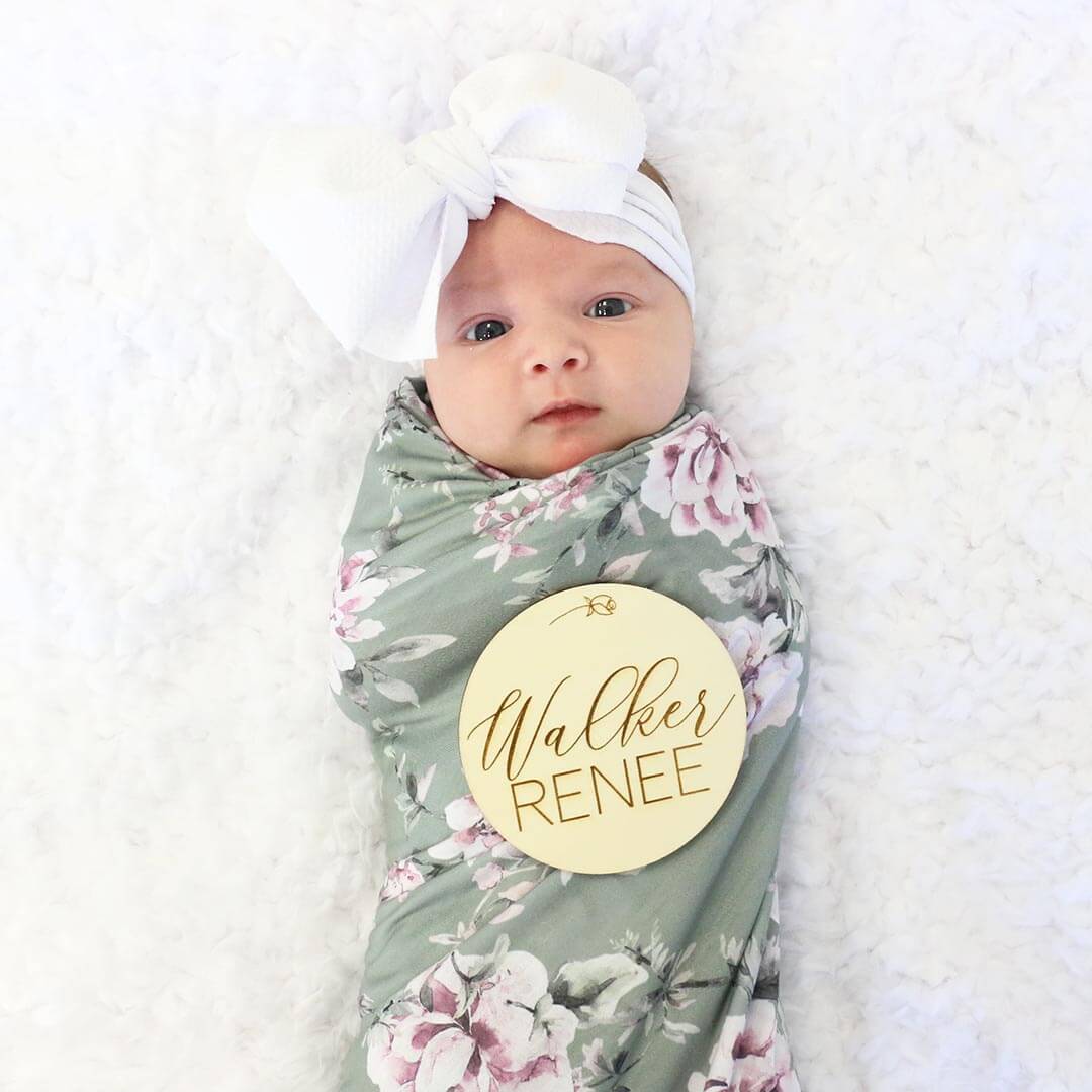 Saylor's Sage & Blush Floral Oversized Swaddle Blanket - Image 4