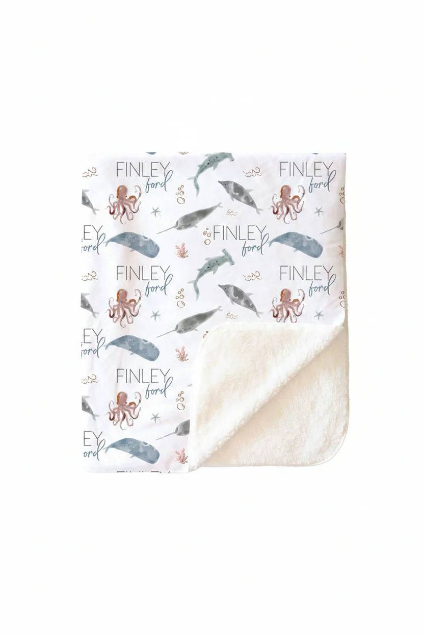 Sea Life Personalized Toddler Blanket - Image 3