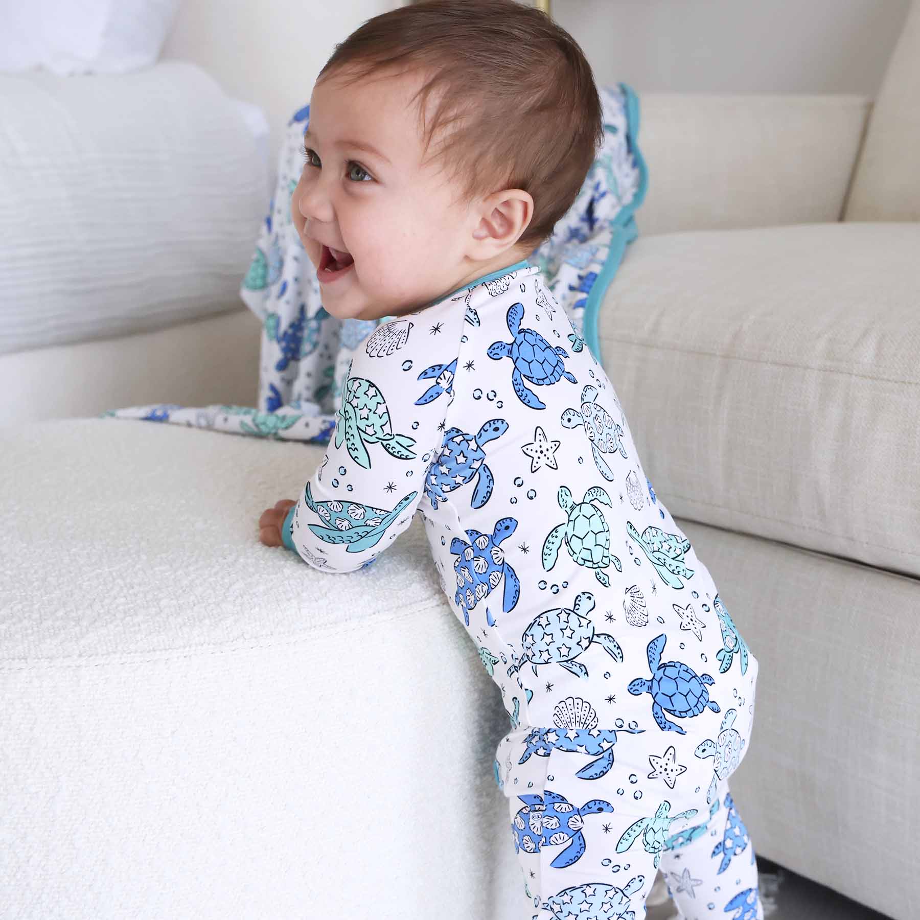 Sea Turtle Splash Convertible Zip Romper - Image 11