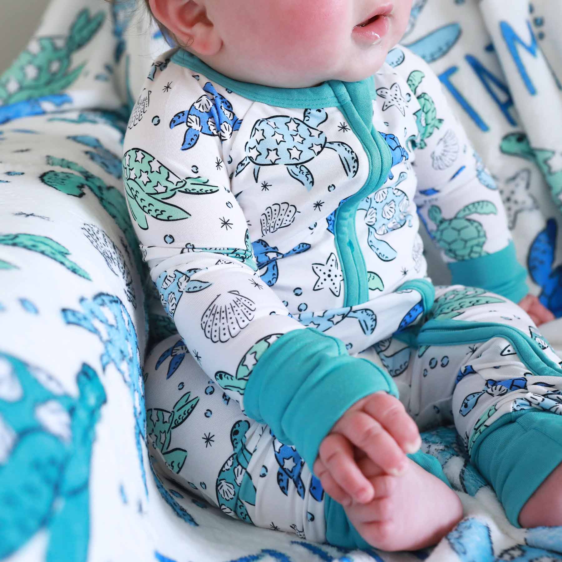 Sea Turtle Splash Convertible Zip Romper - Image 12