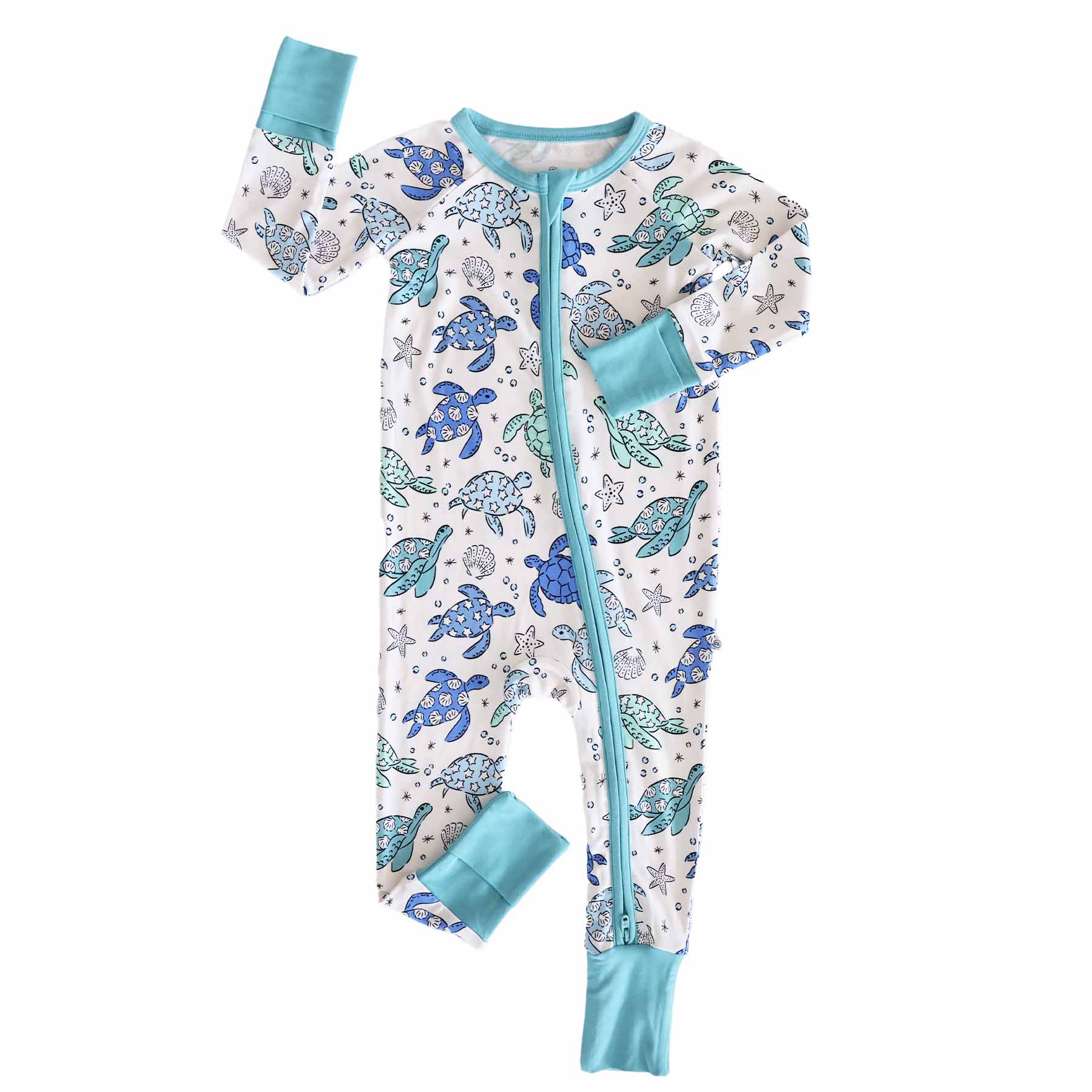 Sea Turtle Splash Convertible Zip Romper - Image 2