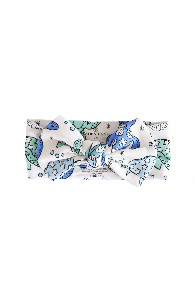 Sea Turtle Splash Knit Large Bow Headwrap