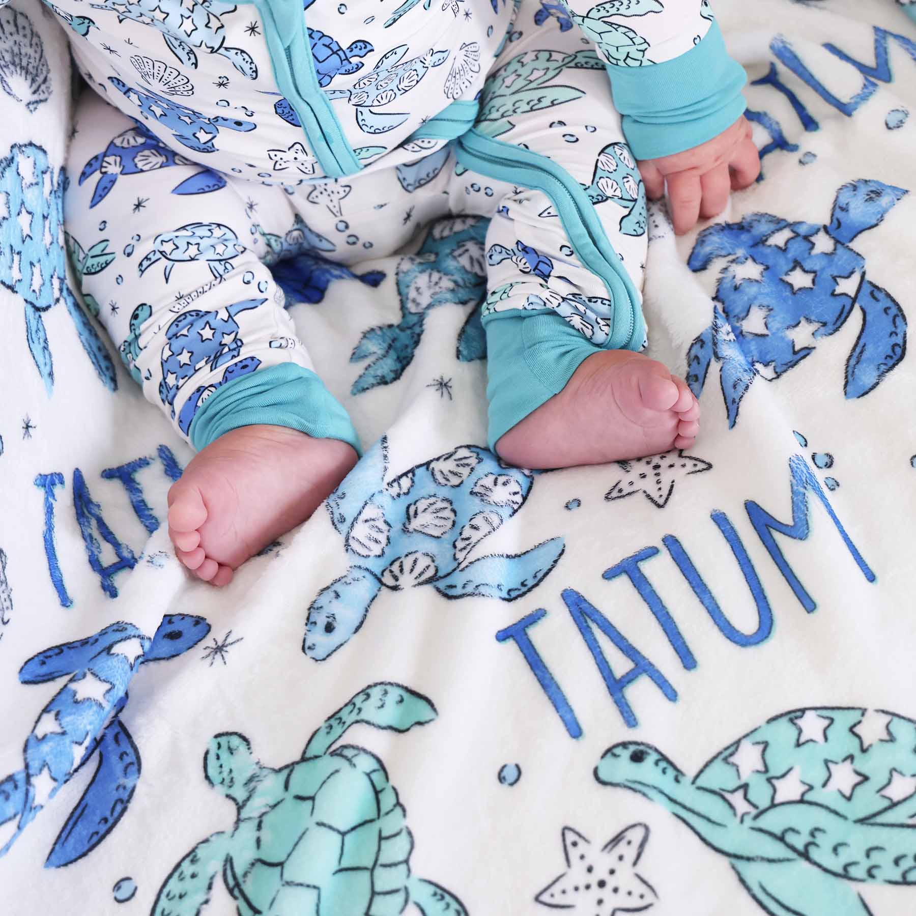 Sea Turtle Splash Personalized Kids Blanket - Image 6