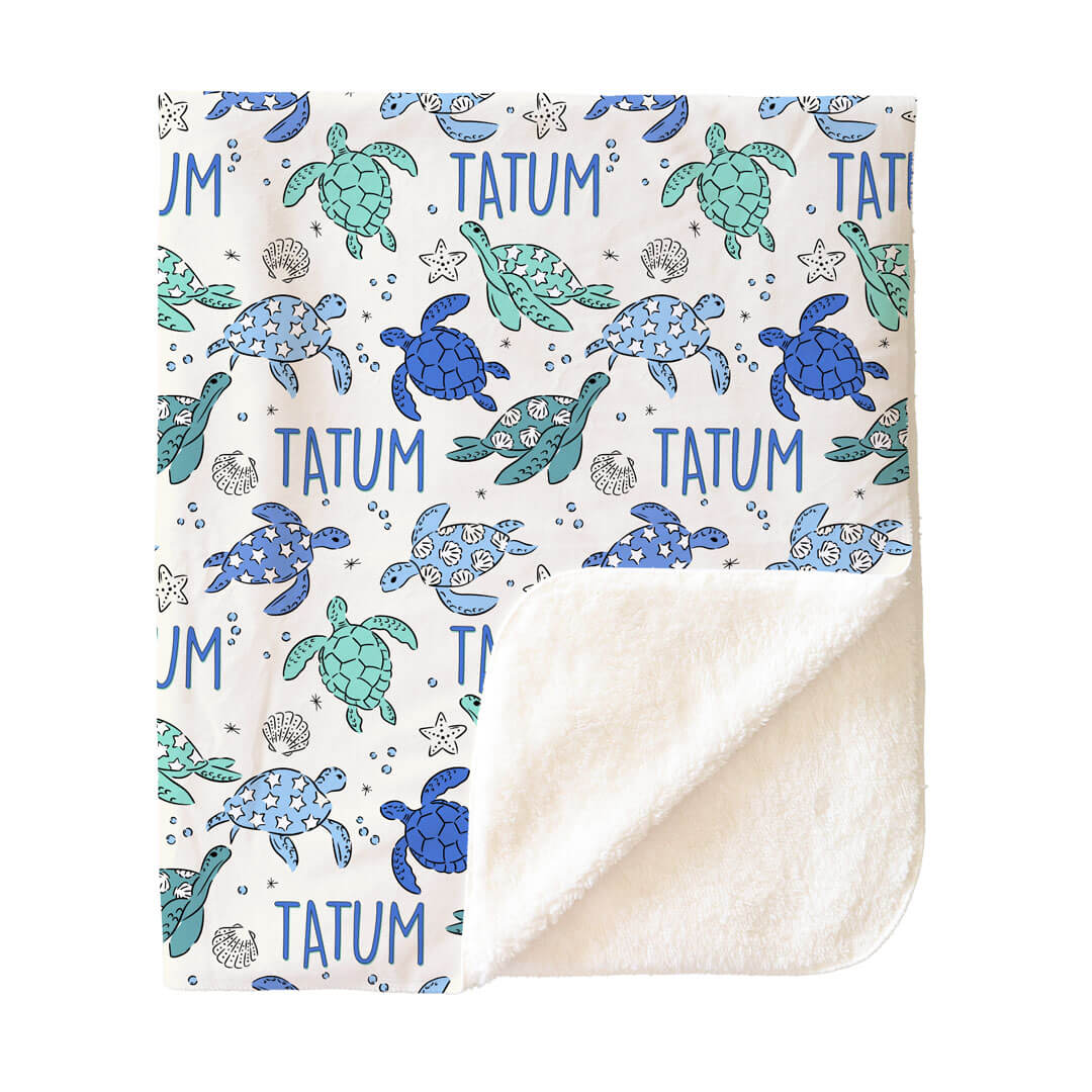 Sea Turtle Splash Personalized Kids Blanket - Image 7