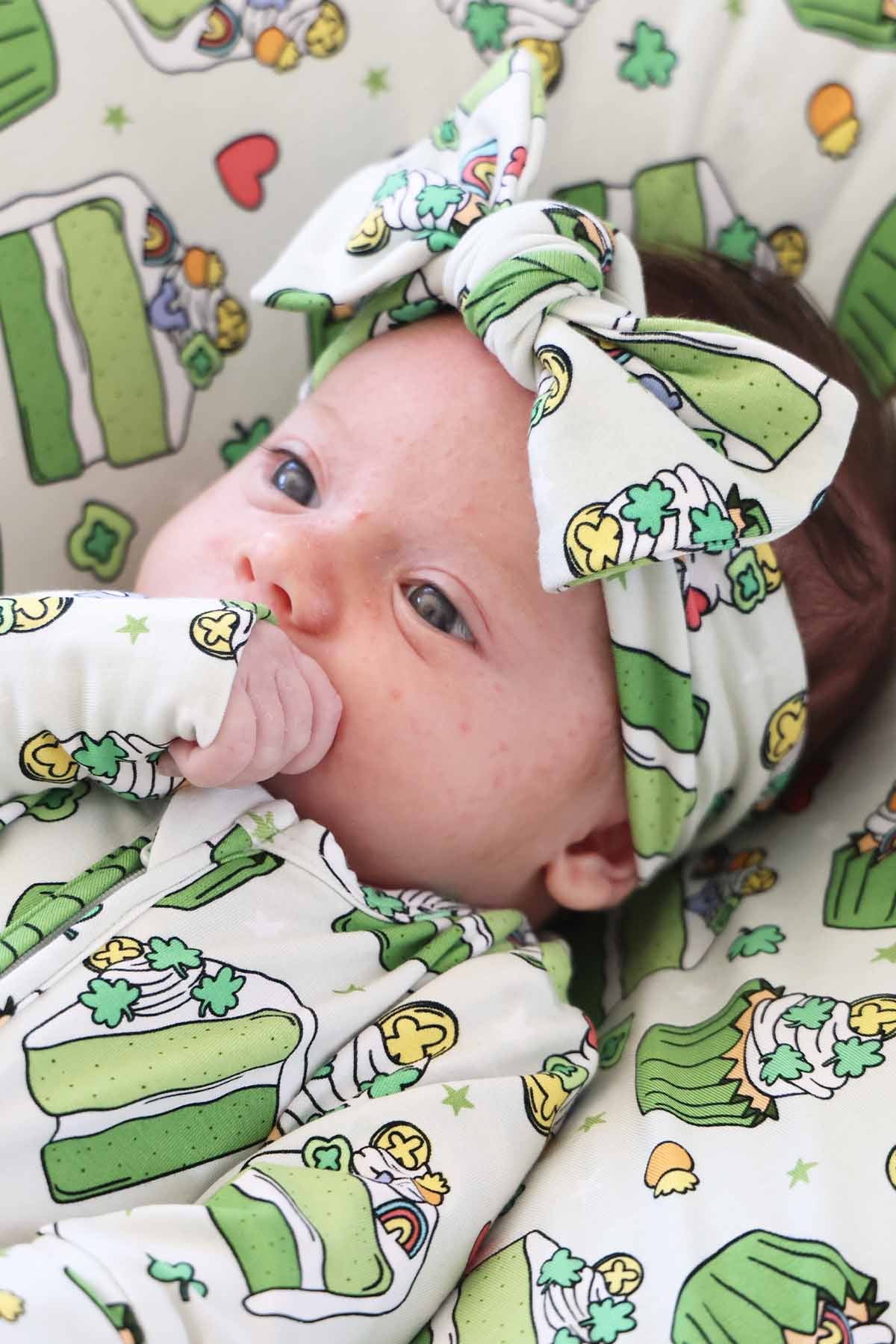 Shamrock Sweets Knit Large Bow Headwrap - Image 3
