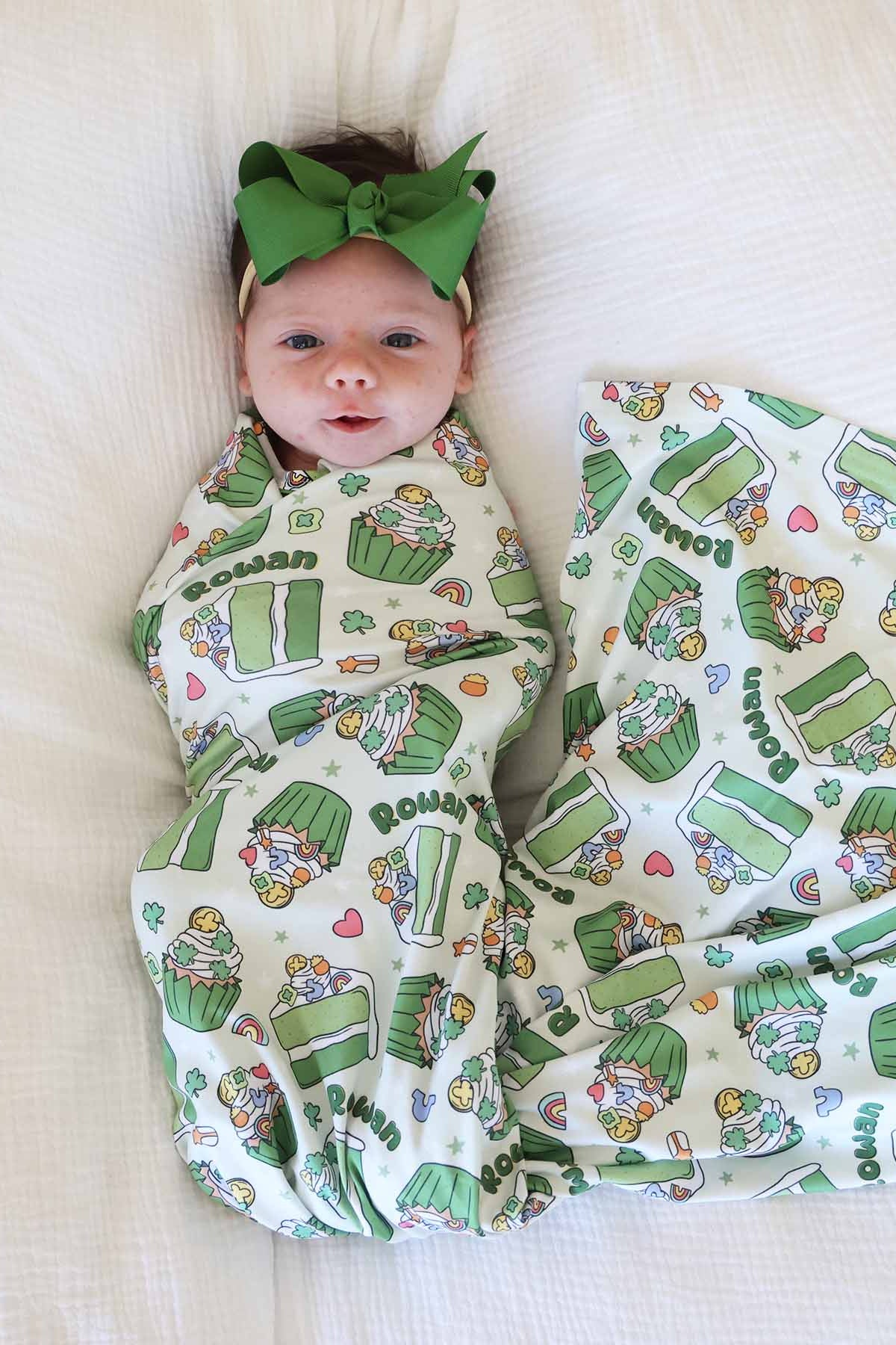 Shamrock Sweets Personalized Swaddle Blanket