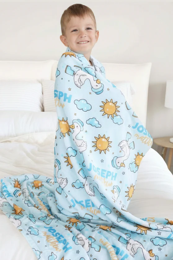 Silly Goose Personalized Kids Blanket | Blue
