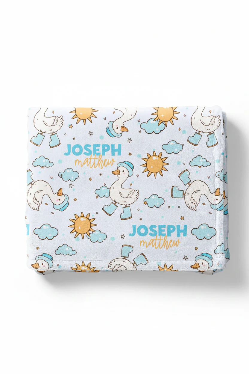 Silly Goose Personalized Kids Blanket | Blue - Image 2