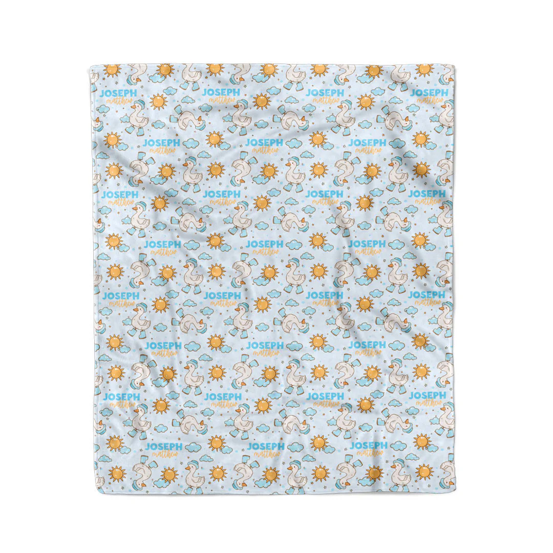 Silly Goose Personalized Kids Blanket | Blue - Image 4