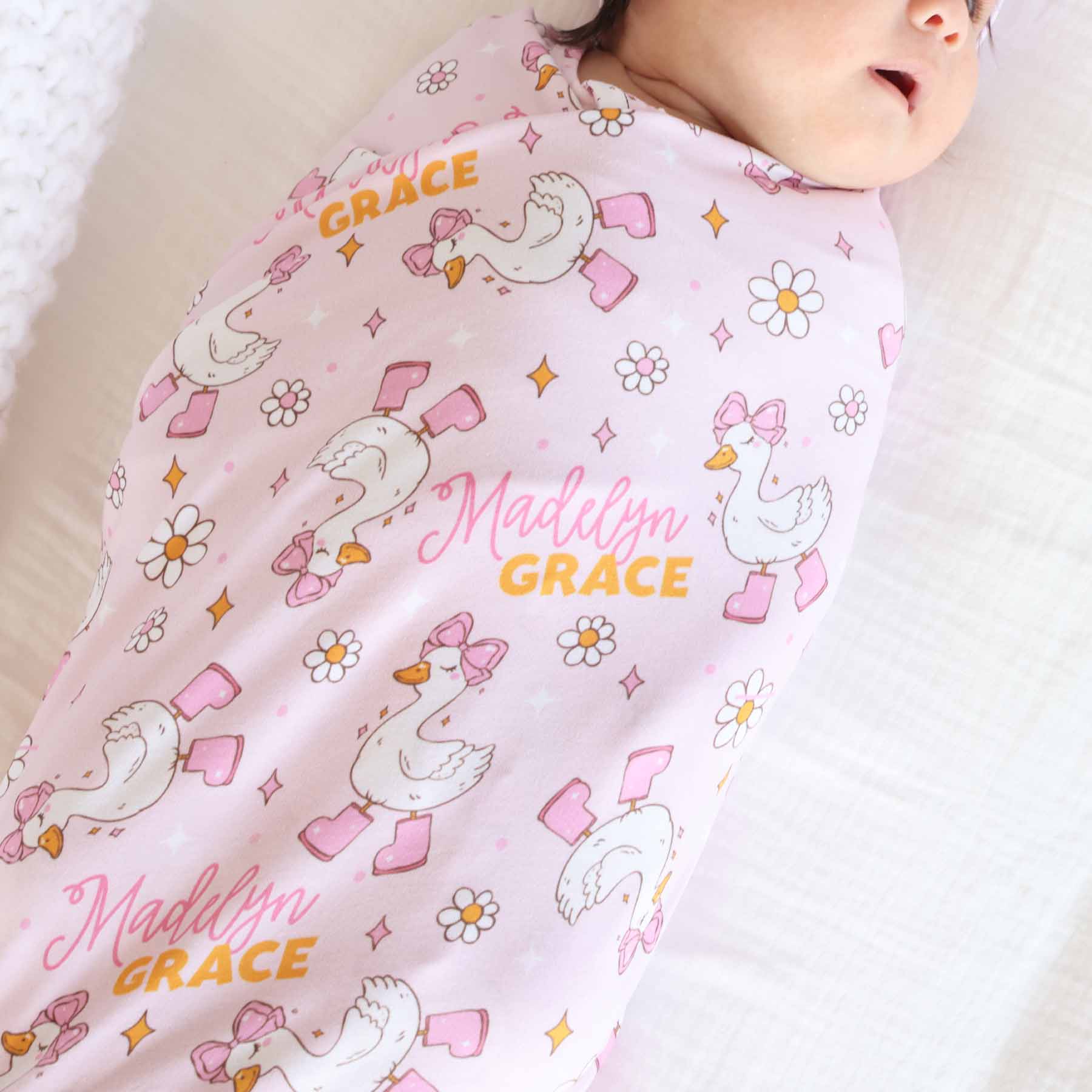 Silly Goose Personalized Swaddle Blanket | Pink - Image 3