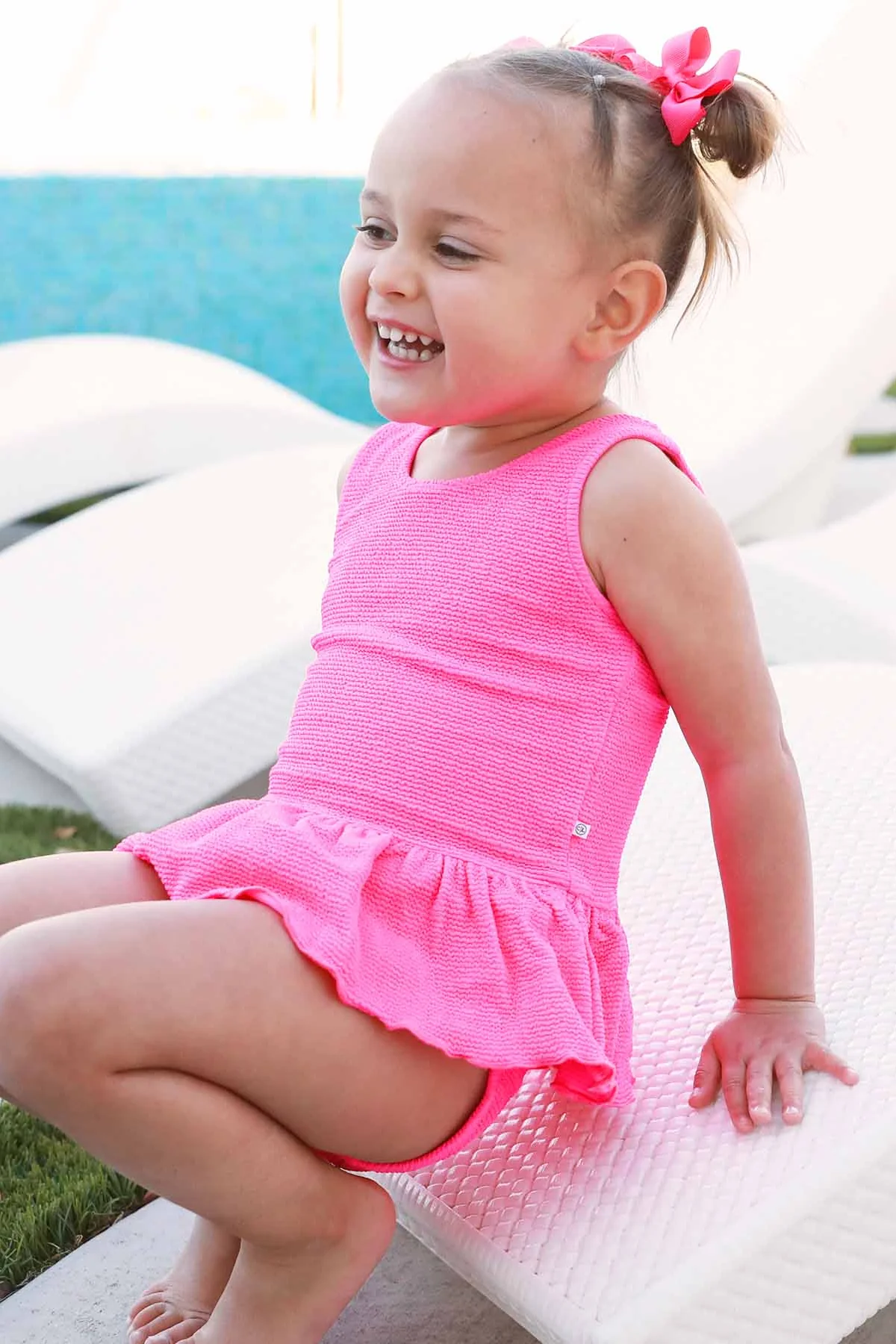 Crinkle One-Piece with Skirt | Neon Pink - Image 12