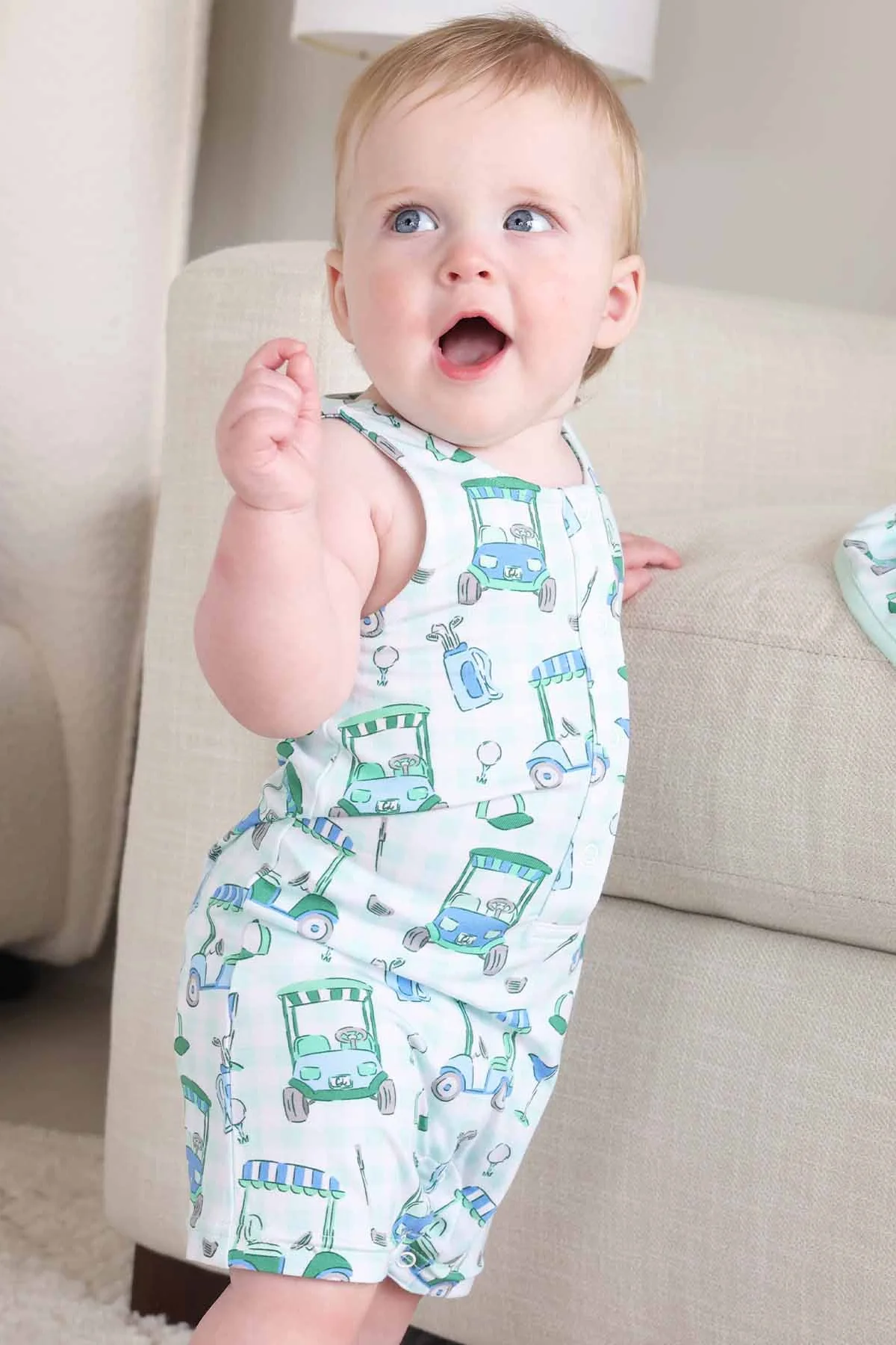 Sleeveless Snap Romper | Birdie Babes Green - Image 2