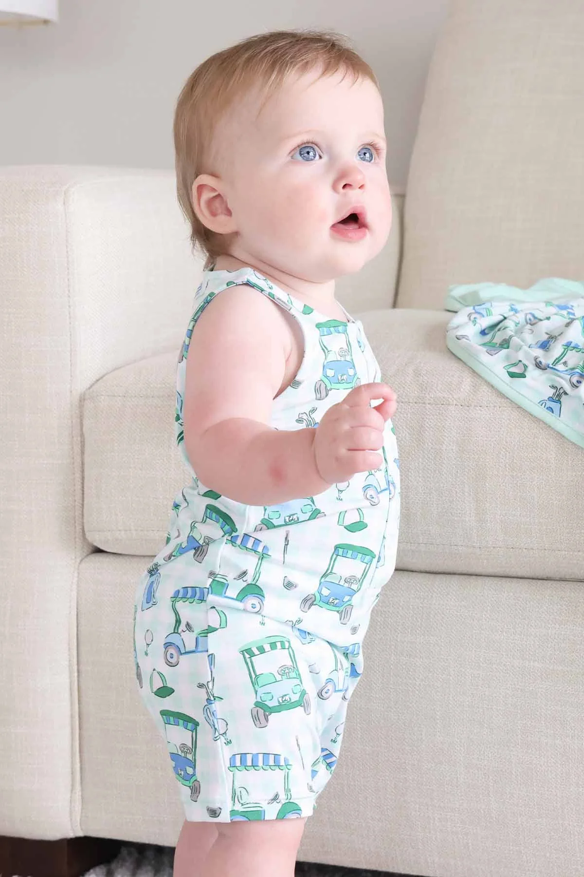 Sleeveless Snap Romper | Birdie Babes Green - Image 4