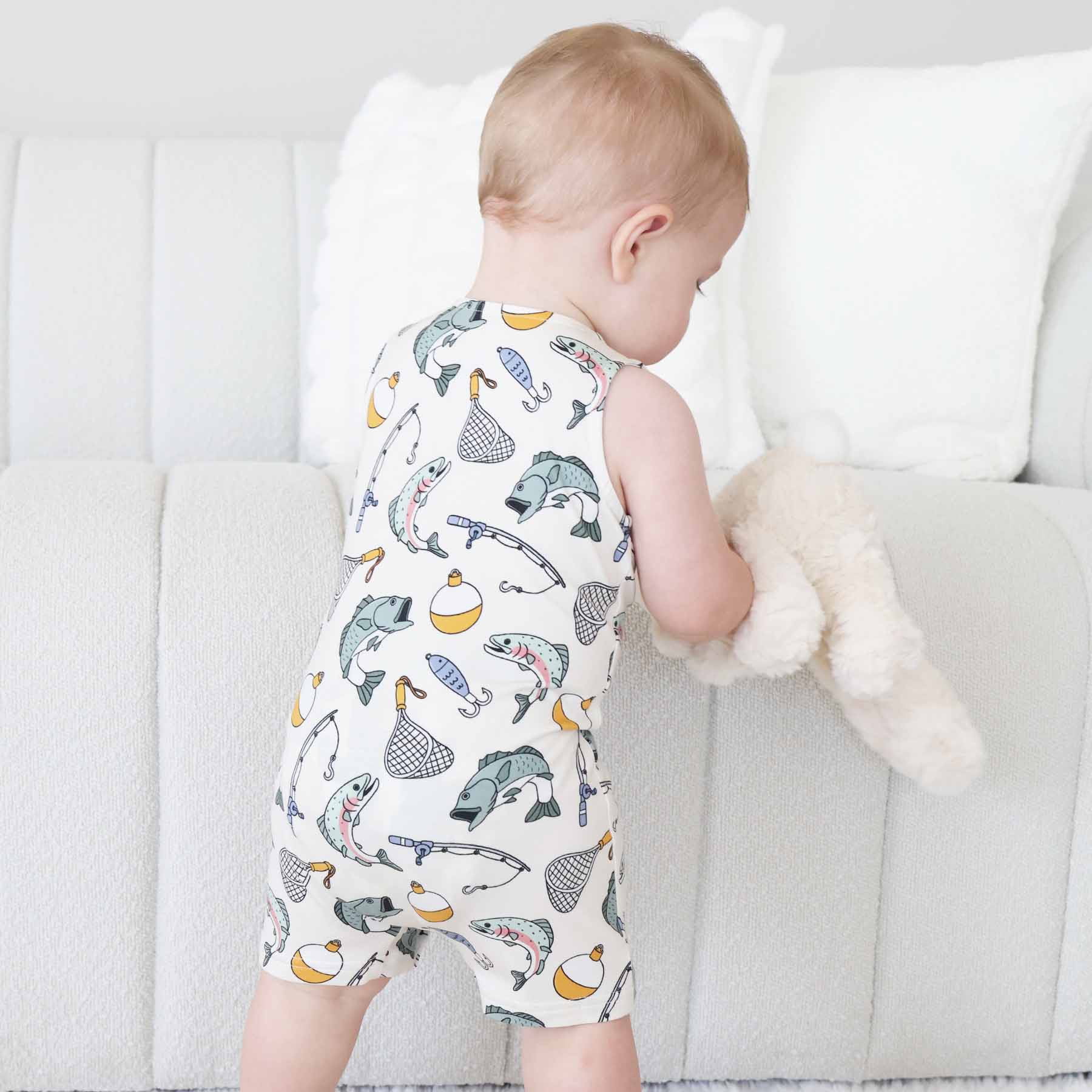 Sleeveless Snap Romper | Catch of the Day - Image 3