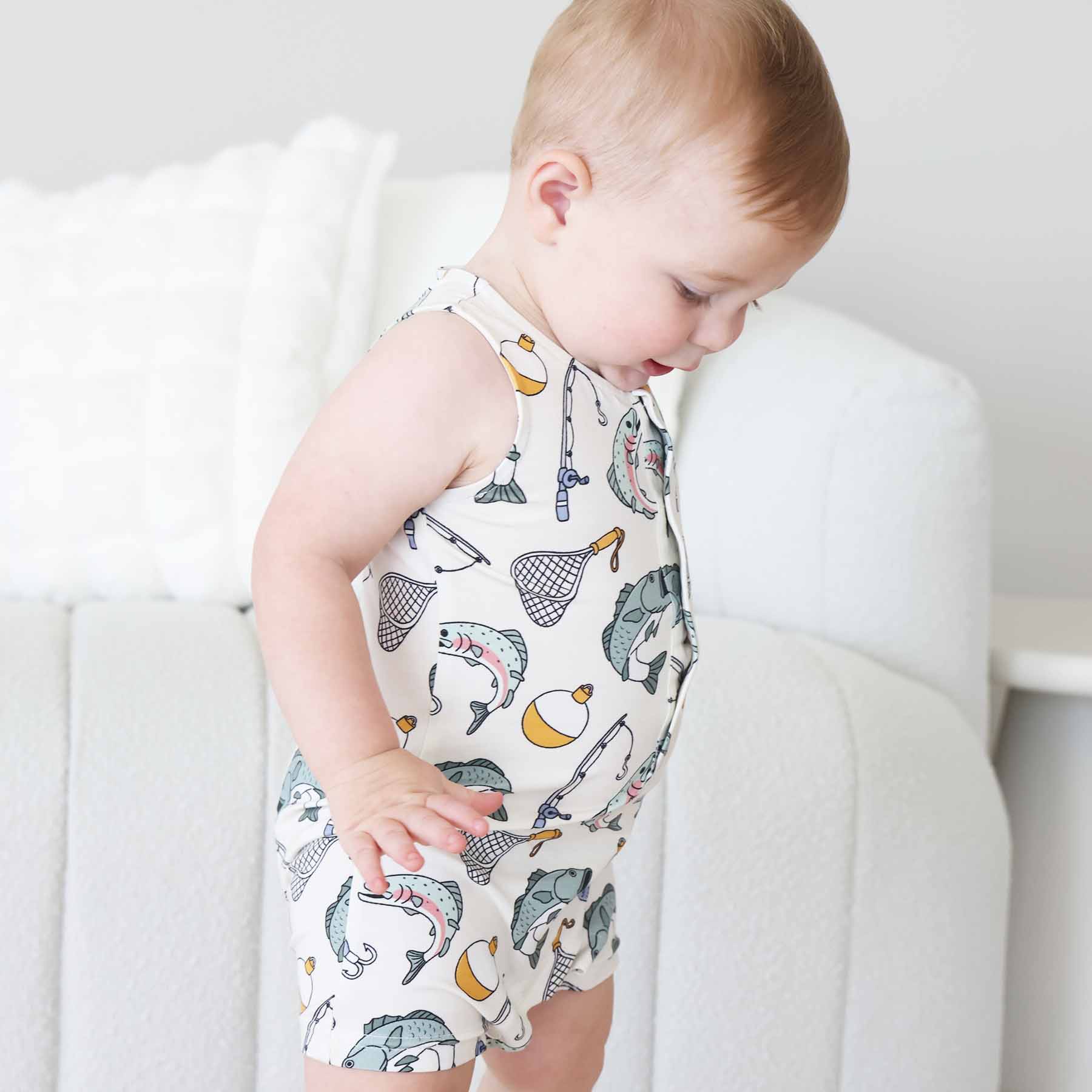 Sleeveless Snap Romper | Catch of the Day - Image 5