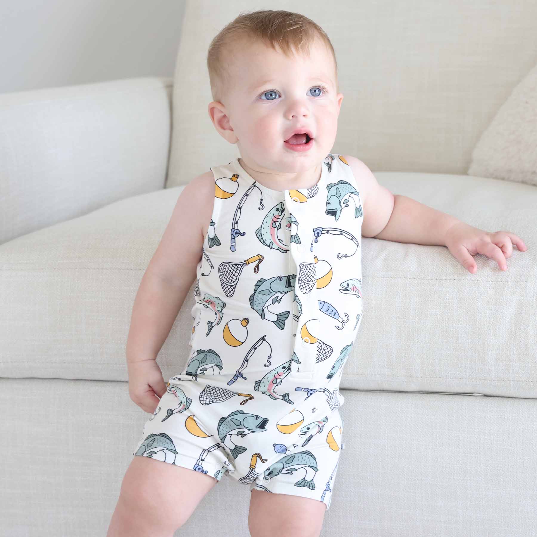 Sleeveless Snap Romper | Catch of the Day - Image 8
