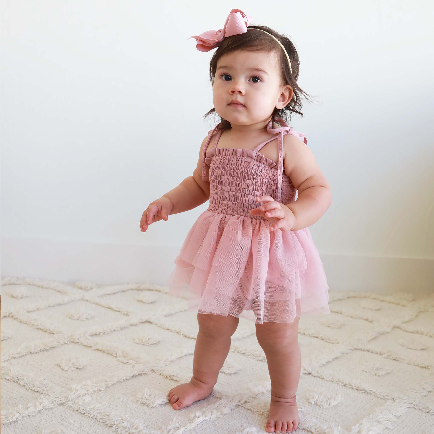 Smocked Tutu Bodysuit | Mauve - Image 9
