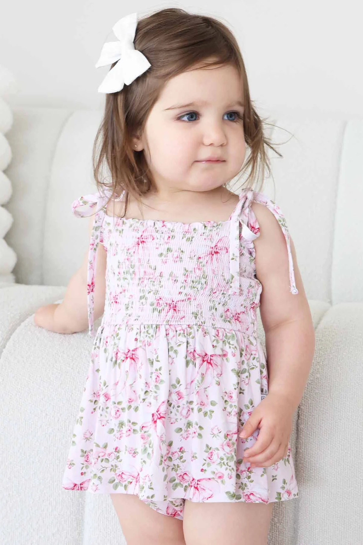 Smocked Twirl Bodysuit | Bows in Bloom - Image 10