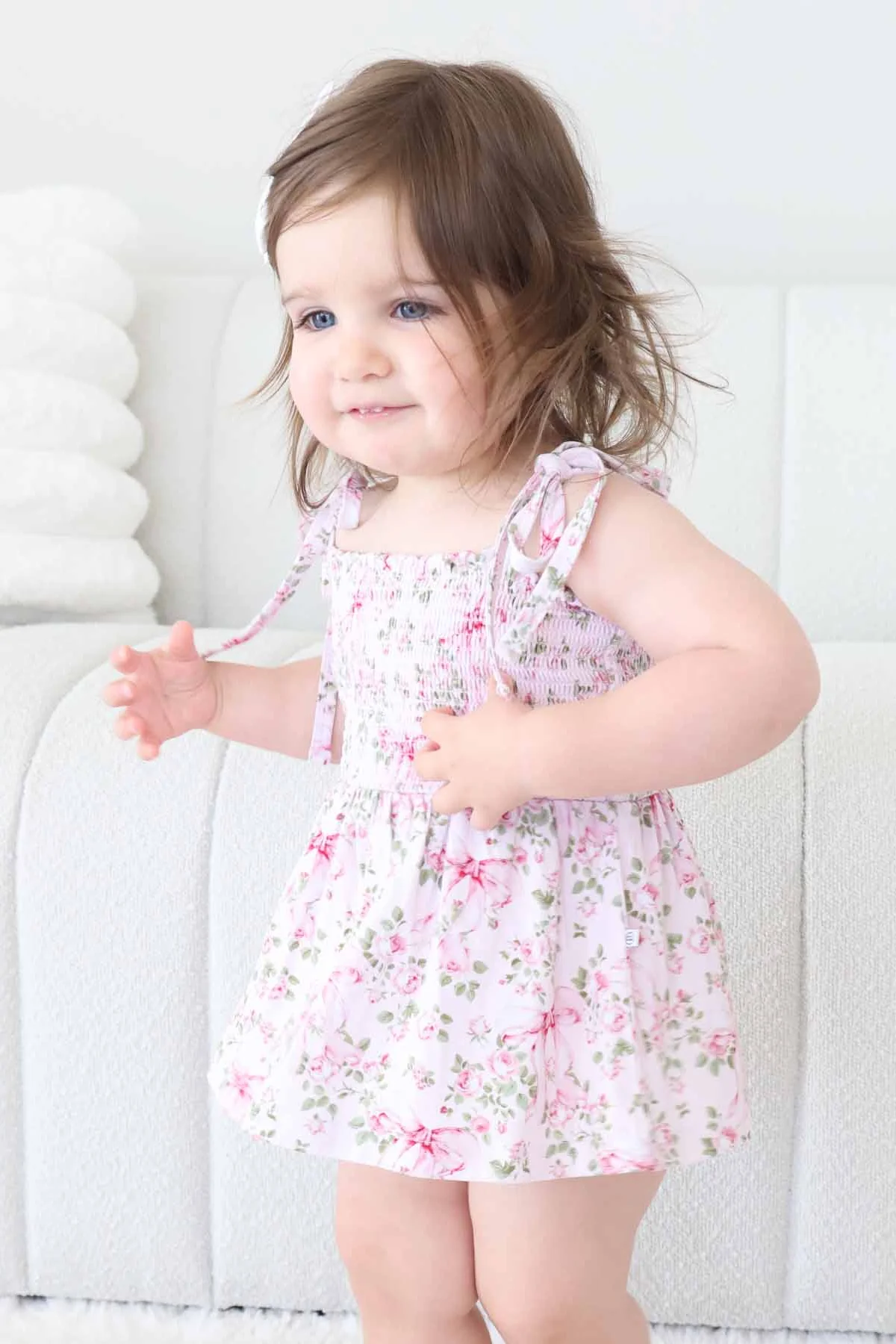 Smocked Twirl Bodysuit | Bows in Bloom - Image 11