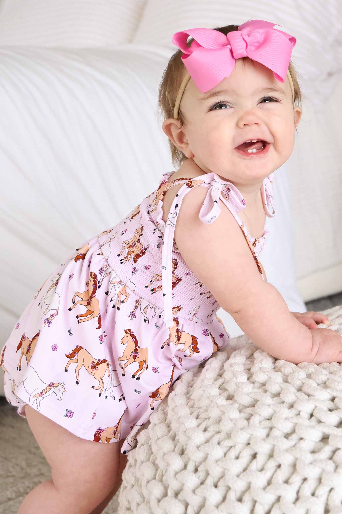 Smocked Twirl Bodysuit | Pony Club Pink - Image 5
